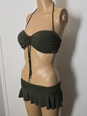 Robin Piccone Olive Green Bandeau Bikini - Medium